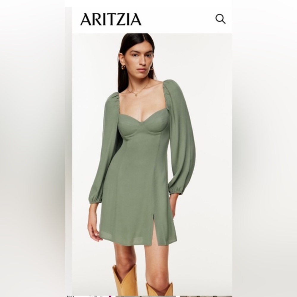 Aritzia Mini Green Long Sleeve Dress